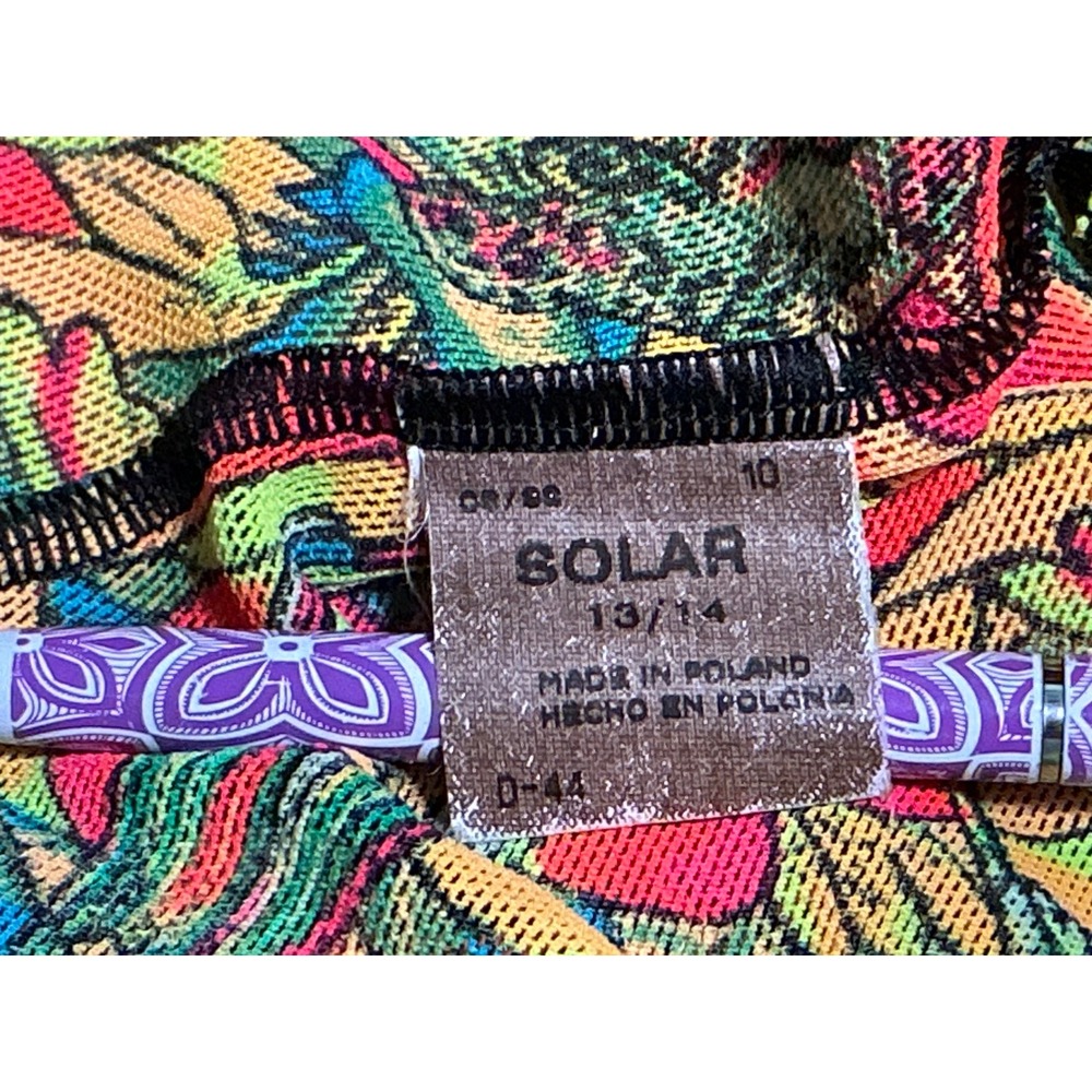 90's Solar Tan Through One Piece Swimsuit size 13/14 Neon Scoop Back Size 13/14 - Picture 8 of 10